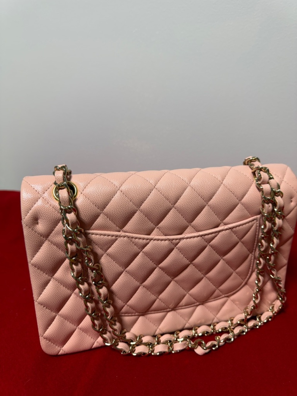 Quilted Shoulder caviar  medium  Bag in Soft Pink with Gold Hardware - Picture 6 of 9